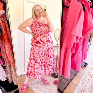 Pink and Red Floral Maxi Dress